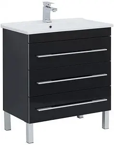 Тумба-умывальник напольная Aquanet Верона N 75 чёрный 00186288+00182319, 1