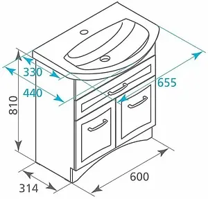 Тумба под умывальник напольная Milardo Victoria 65 белый VIC65W1M95 Тумба под умывальник напольная Milardo Victoria 65 белый VIC65W1M95, 2