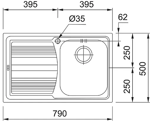 Мойка кухонная Franke Logica Line LLX 611 R нержавеющая сталь 101.0085.773