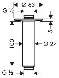 Держатель верхнего душа на потолок Hansgrohe Raindance 100 хром 27479000, 2