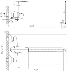 Смеситель для ванны с длинным изливом Rossinka хром S35-33 Смеситель для ванны с длинным изливом Rossinka хром S35-33, 2