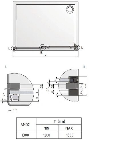 Дверь в нишу 1300мм прозрачное стекло Roltechnik Ambient Line AMD2/1300 620-1300000-00-02