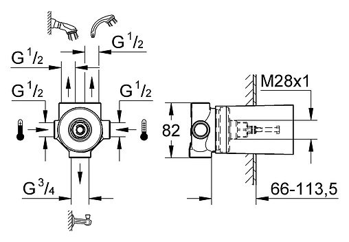 Скрытая часть переключающего вентиля Grohe Ondus 29033000