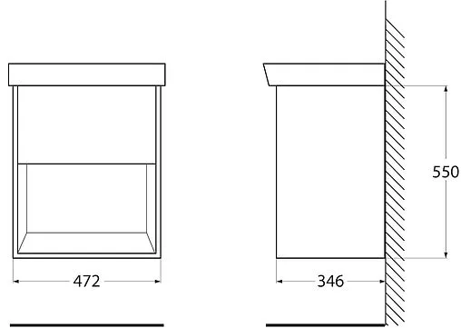 Тумба под умывальник подвесная BelBagno NEON 50 Rovere Scuro NEON-500-1C-SO-RS