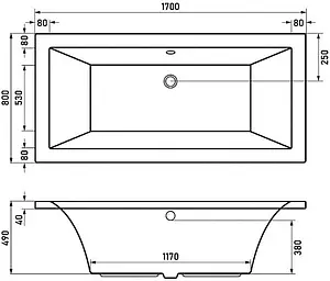 Ванна акриловая BERGES Tari 170x80 050028 Ванна акриловая BERGES Tari 170x80 050028, 2