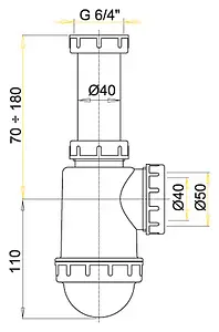 Сифон бутылочный для мойки AlcaPlast A443-DN50/40 Сифон бутылочный для мойки AlcaPlast A443-DN50/40, 2