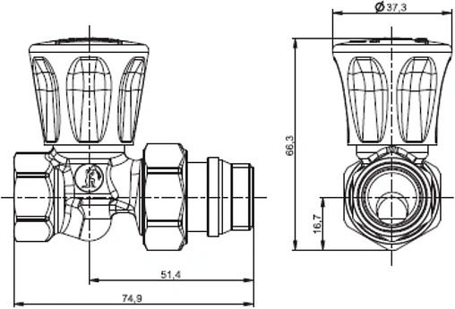 Вентиль регулирующий прямой ½" в/н Gekon GK 7355 12 Вентиль регулирующий прямой ½" в/н Gekon GK 7355 12