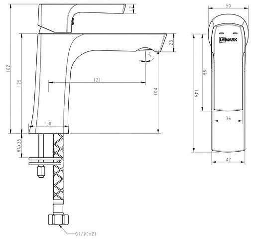Смеситель для раковины Lemark Ursus чёрный матовый LM7206BL