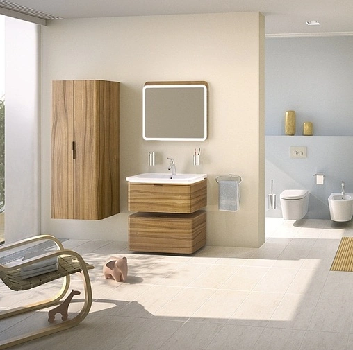 Тумба-умывальник подвесная VitrA Nest 80 натуральная древесина 56138