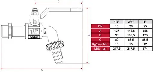 Кран шаровый со штуцером ¾"н Itap 1320034 Кран шаровый со штуцером ¾"н Itap 1320034