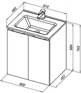 Тумба-умывальник подвесная Aquanet Алвита New 60 антрацит 00277523+00254363, 2