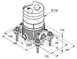 Скрытая часть напольного смесителя для ванны Kludi 88088 Скрытая часть напольного смесителя для ванны Kludi 88088, 2