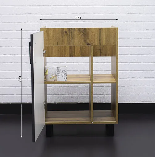 Тумба под умывальник напольный Домино Craft 60 графит/дуб вотан DCr2201T