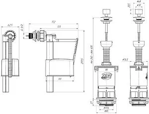 Комплект арматуры для бачка штоковый ½&quot; пластик боковой Ани Пласт Эконом WC4050, 2