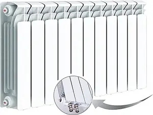 Радиатор биметаллический 11 секций нижнее правое подключение Rifar Base Ventil 500 RBVR50011, 1