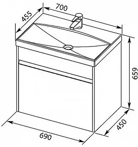 Тумба-умывальник Aquanet Палермо 70 белый 00203938+00188555 Тумба-умывальник Aquanet Палермо 70 белый 00203938+00188555, 2