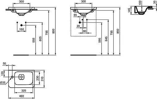 Раковина Ideal Standard Tonic II Guest 45 L белый K087501