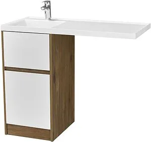 Тумба-умывальник напольная над стиральной машиной Aquaton Лондри 105 L дуб рустикальный/белый 1A2670K2LHDR0+, 1