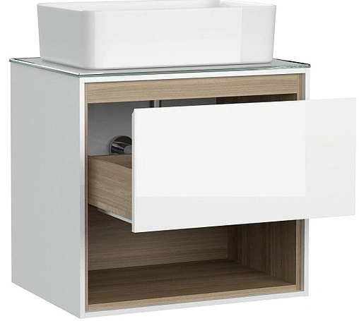 Тумба-умывальник подвесная Cersanit Louna 60 белый/дуб Эврика SP-SZ-LOU60-BL/Wh+