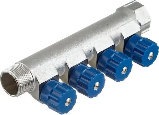 Коллектор регулирующий проходной 4 отвода ¾&quot;в/н x ½&quot;к Valtec VTc.560.N.0504