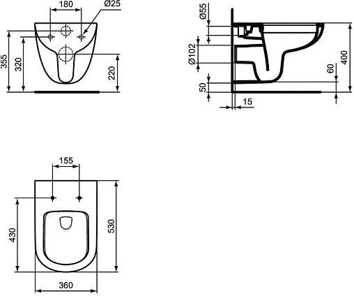 Унитаз подвесной безободковый Ideal Standard Tempo Rimless белый T0405PR Унитаз подвесной безободковый Ideal Standard Tempo Rimless белый T0405PR