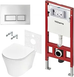 Комплект 6 в 1 TECEspring Base K K401201WCK с кнопкой TECEspring V 9940201 хром глянцевый/хром матовый, 1