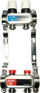 Группа коллекторная без расходомеров 2 отвода 1&quot;в/в x ¾&quot;ек Uni-fitt TECHNO 451W4302, 1