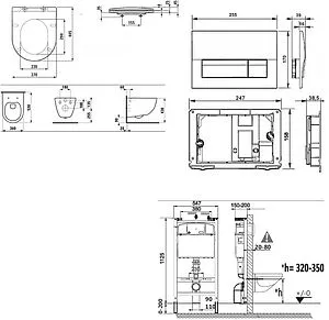Комплект 6 в 1 Laufen Pro Rimless Z.RU93.0.771.5 с кнопкой хром глянцевый Комплект 6 в 1 Laufen Pro Rimless Z.RU93.0.771.5 с кнопкой хром глянцевый, 2