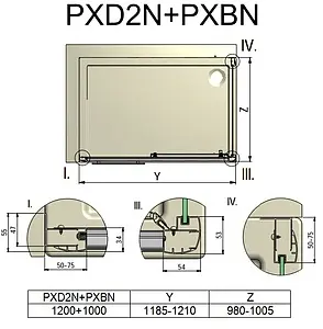 Душевое ограждение 1200x1000мм прозрачное стекло Roltechnik Proxima Line PXD2N+PXBN/1200*1000 526-1200000-00-02+527-1000000-00-02 Душевое ограждение 1200x1000мм прозрачное стекло Roltechnik Proxima Line PXD2N+PXBN/1200*1000 526-1200000-00-02+527-1000000-00-02, 2