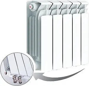 Радиатор биметаллический 5 секций нижнее правое подключение Rifar Base Ventil 350 RBVR35005 Радиатор биметаллический 5 секций нижнее правое подключение Rifar Base Ventil 350 RBVR35005, 1