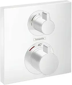 Термостат для 2 потребителей Hansgrohe Ecostat Square белый матовый 15714700 Термостат для 2 потребителей Hansgrohe Ecostat Square белый матовый 15714700, 1