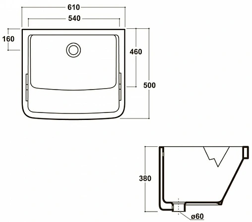 Раковина хозяйственная Olympia Venere 4600 61 белый ARC6165001