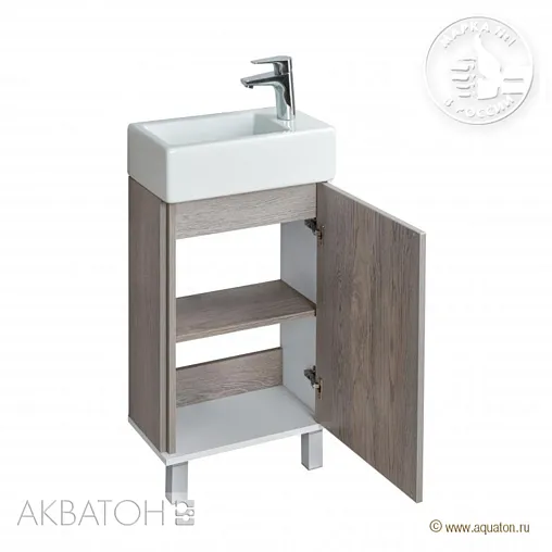 Тумба под умывальник напольная Aquaton Эмма 45 дуб наварра/белый 1A221601EAD80