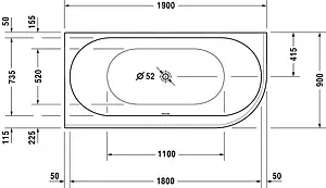 Ванна акриловая Duravit Darling New 190x90 L 700246000000000, 2