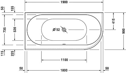 Ванна акриловая Duravit Darling New 190x90 L 700246000000000