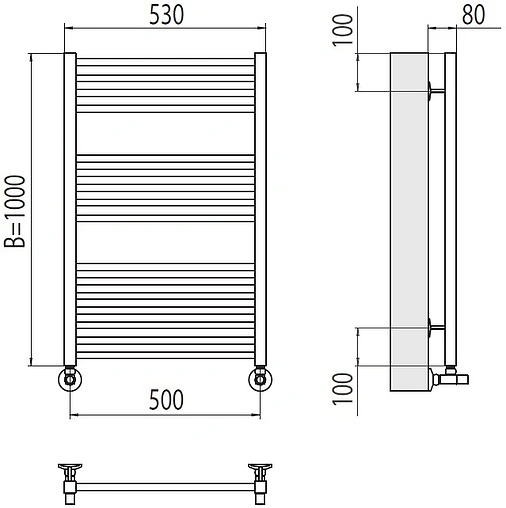 Полотенцесушитель водяной лесенка Terminus Ватикан П16 500х1000 полированная сталь 4670078530523