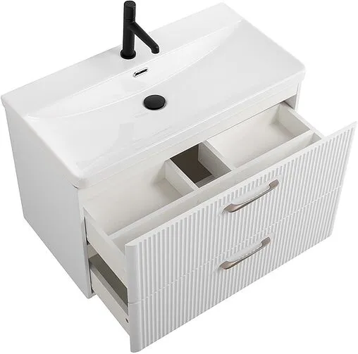 Тумба-умывальник подвесная BelBagno DUE 80 Белый металлик DUE-800-2C-SO-BM-P+BB-8076-3-80