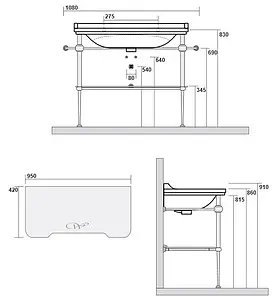 Консоль Kerasan Waldorf 108 хром 9196K1cr Консоль Kerasan Waldorf 108 хром 9196K1cr, 2