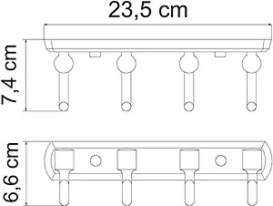 Планка с 4-мя крючками Wasserkraft Oder хром 3074, 3
