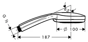 Лейка ручного душа Hansgrohe Croma 100 Vario 4jet хром 28535000 Лейка ручного душа Hansgrohe Croma 100 Vario 4jet хром 28535000, 2