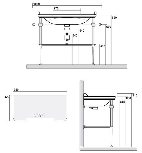 Консоль Kerasan Waldorf 108 хром 9196K1cr