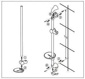Душевая стойка Jacob Delafon Basic 2 хром E14330-CP Душевая стойка Jacob Delafon Basic 2 хром E14330-CP, 2
