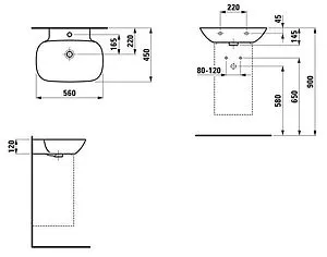 Раковина Laufen Ino 56 белый 8.1030.2.000.109.1 Раковина Laufen Ino 56 белый 8.1030.2.000.109.1, 2