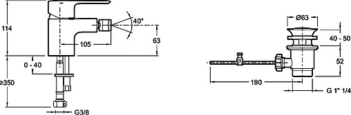Смеситель для биде Jacob Delafon July хром E16028-4-CP Смеситель для биде Jacob Delafon July хром E16028-4-CP