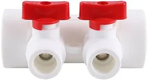 Коллектор запорный проходной 2 отвода красный 40мм x 20мм Kalde 3272-mnr-400220, 2