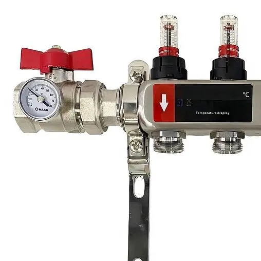 Группа коллекторная с расходомерами 6 отводов 1&quot;в/в x ¾&quot;ек WAAG WG.589.0606.F