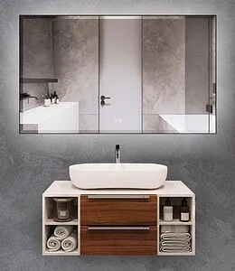 Зеркало с подсветкой Terminus Соренто 80x120 с подогревом чёрный 4673735600089 Зеркало с подсветкой Terminus Соренто 80x120 с подогревом чёрный 4673735600089, 1