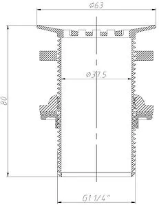 Выпуск без перекрытия для раковины без перелива Arrowhead ST хром 740005 Выпуск без перекрытия для раковины без перелива Arrowhead ST хром 740005, 2