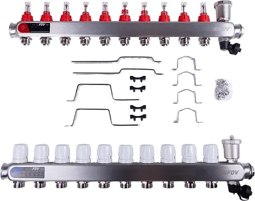 Группа коллекторная с расходомерами 10 отводов 1&quot;в/в x ¾&quot;ек FDV S1103C-2/10