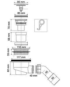 Сифон для душевого поддона Mc Alpine хром MRS4CLCP, 2